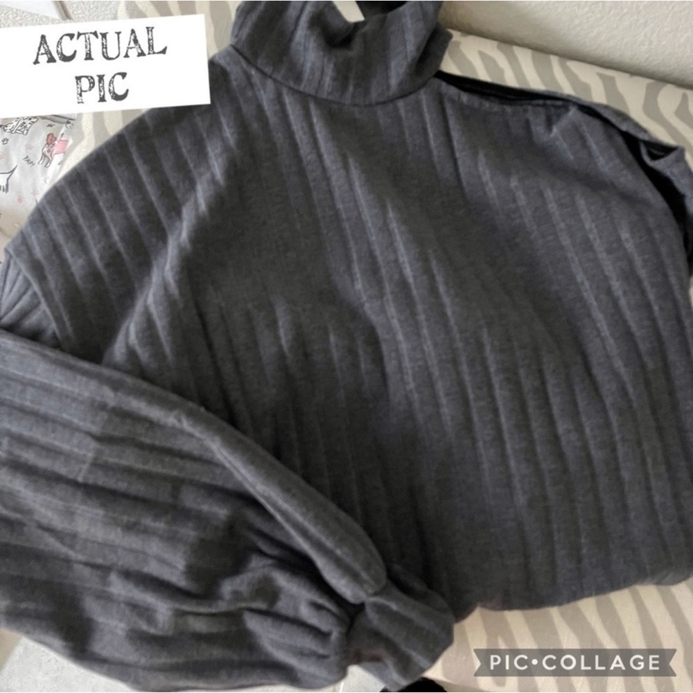 Charcoal one shoulder sweater - Picture 3 of 3
